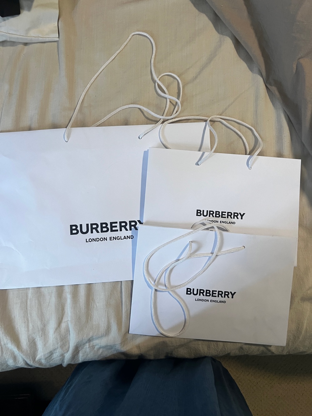 Burberry White Paper Shopper Bags with Logo